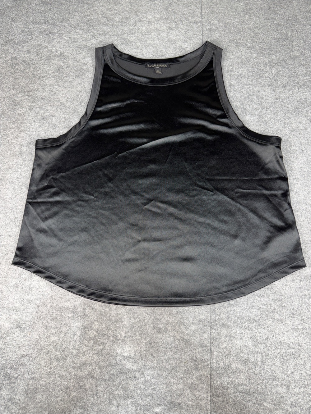 Quiet Luxury Banana Republic Black Satin High Neck Tank Top XL